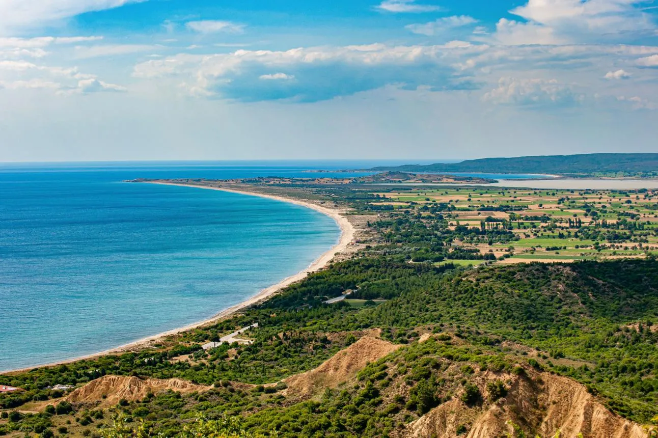 The long curve of the bay and coast at ANZAC, on the Gallipoli Peninsula