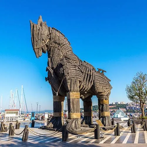 The giant wooden Trojan Horse from the film Troy on Çanakkale's seafront